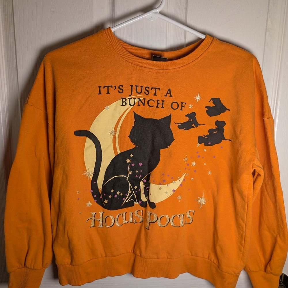 Disney Halloween Sweatshirt It’s Just A Bunch Of Hocus Pocus Orange Y XL 14-16
